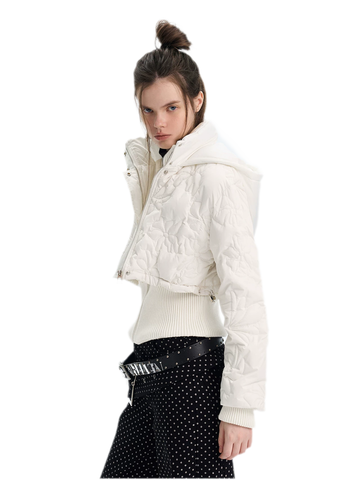 Quilted Cropped Hooded Down Jacket