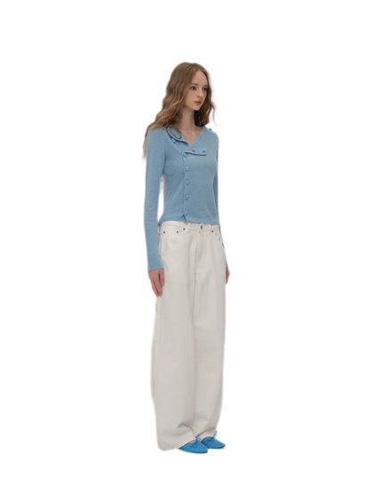 Enzyme-Washed Wide-Leg Utility Jeans