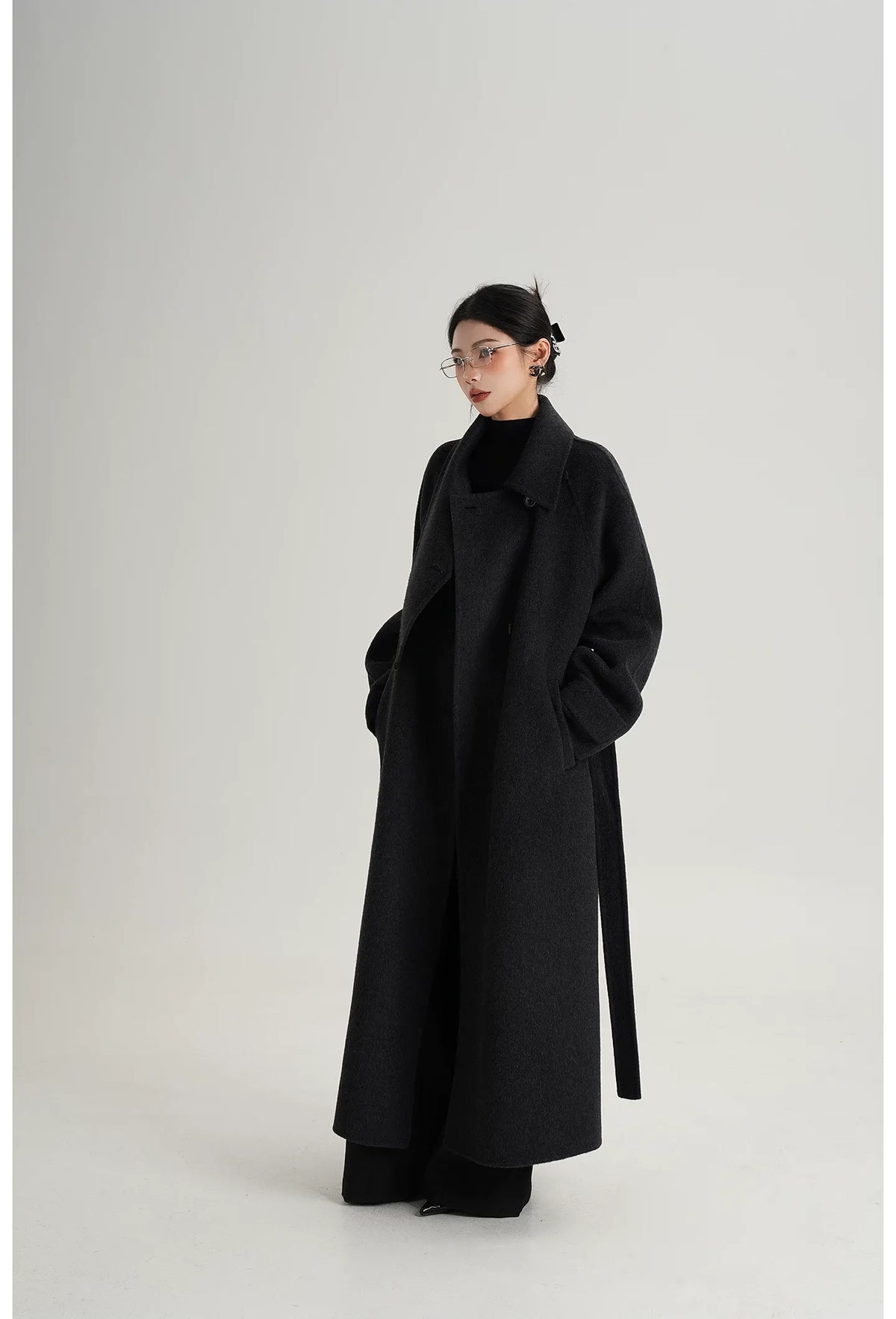 Hand-Stitched Belted Wool Coat