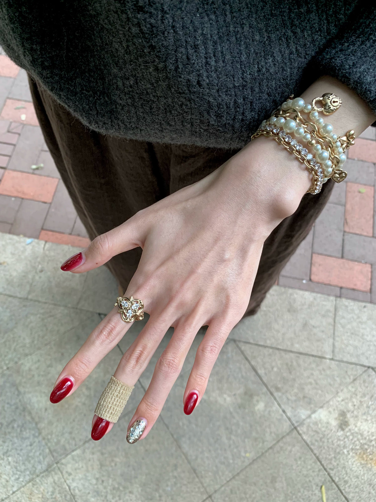 Pearl Heart Layered Bracelet