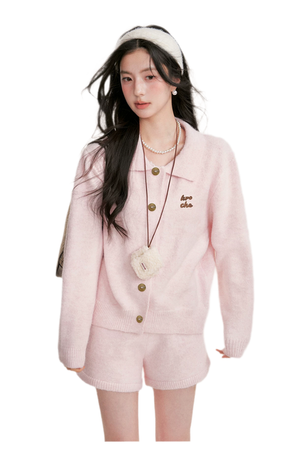 Wool Blend Collared Knit Set