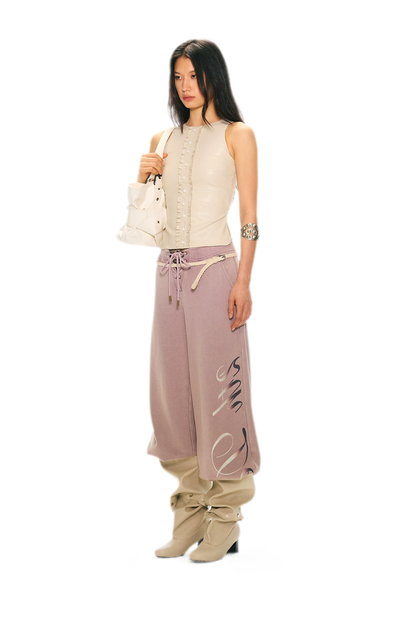 Vintage Letter Print Wide-Leg Pants