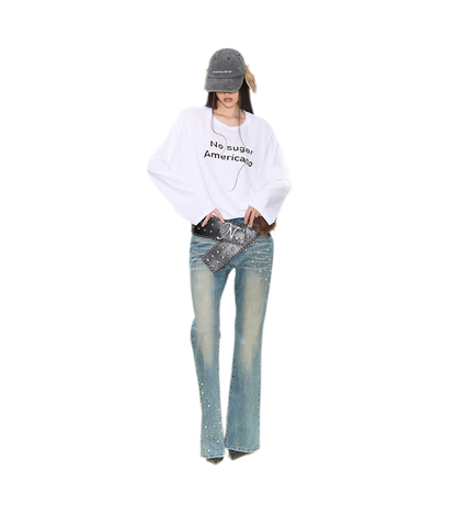 Pearl Embellished Straight Jeans