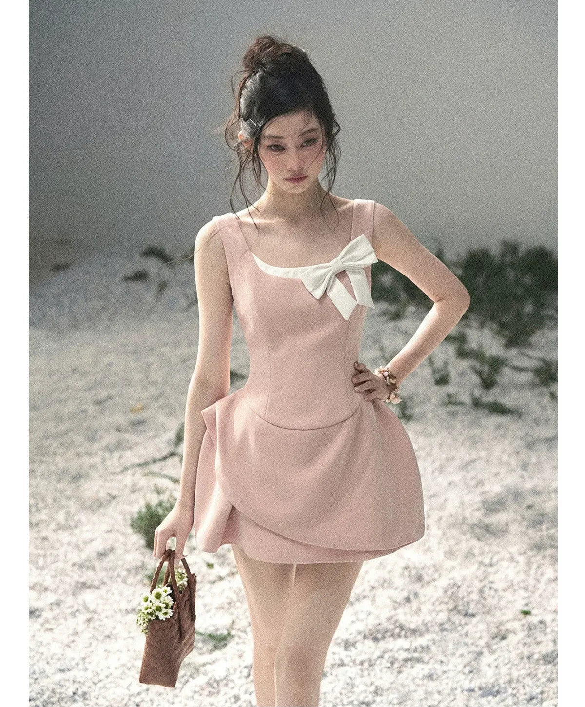 Sleek Bowknot Mini Dress