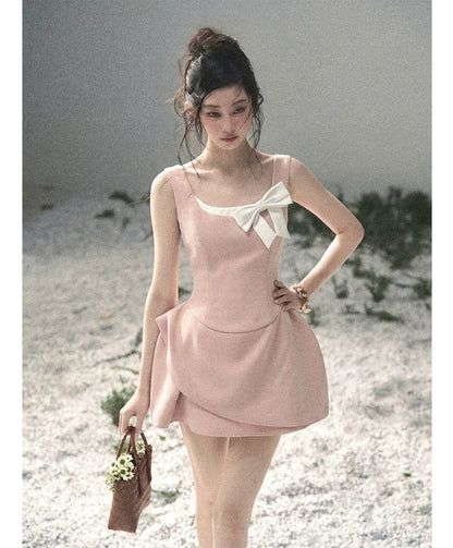 Sleek Bowknot Mini Dress