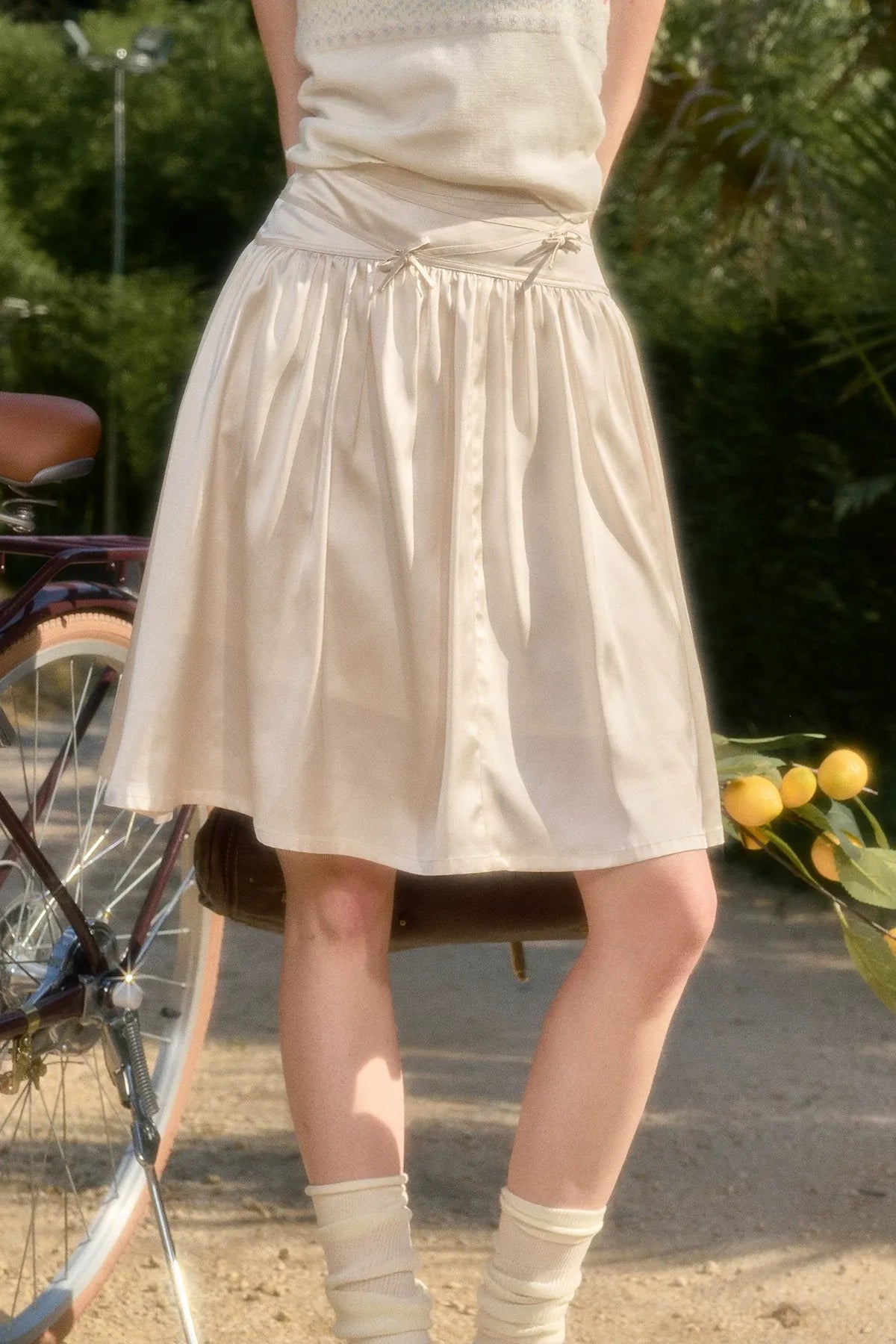Satin Bow A-Line Skirt