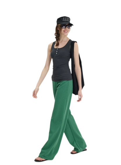 Ribbed Slim-Fit Henley Tank