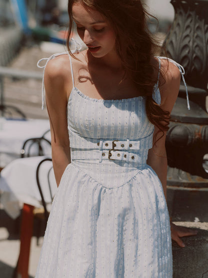 Striped Jacquard A-Line Dress
