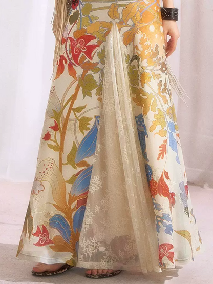 Gold Embroidered Lace Tea Dress