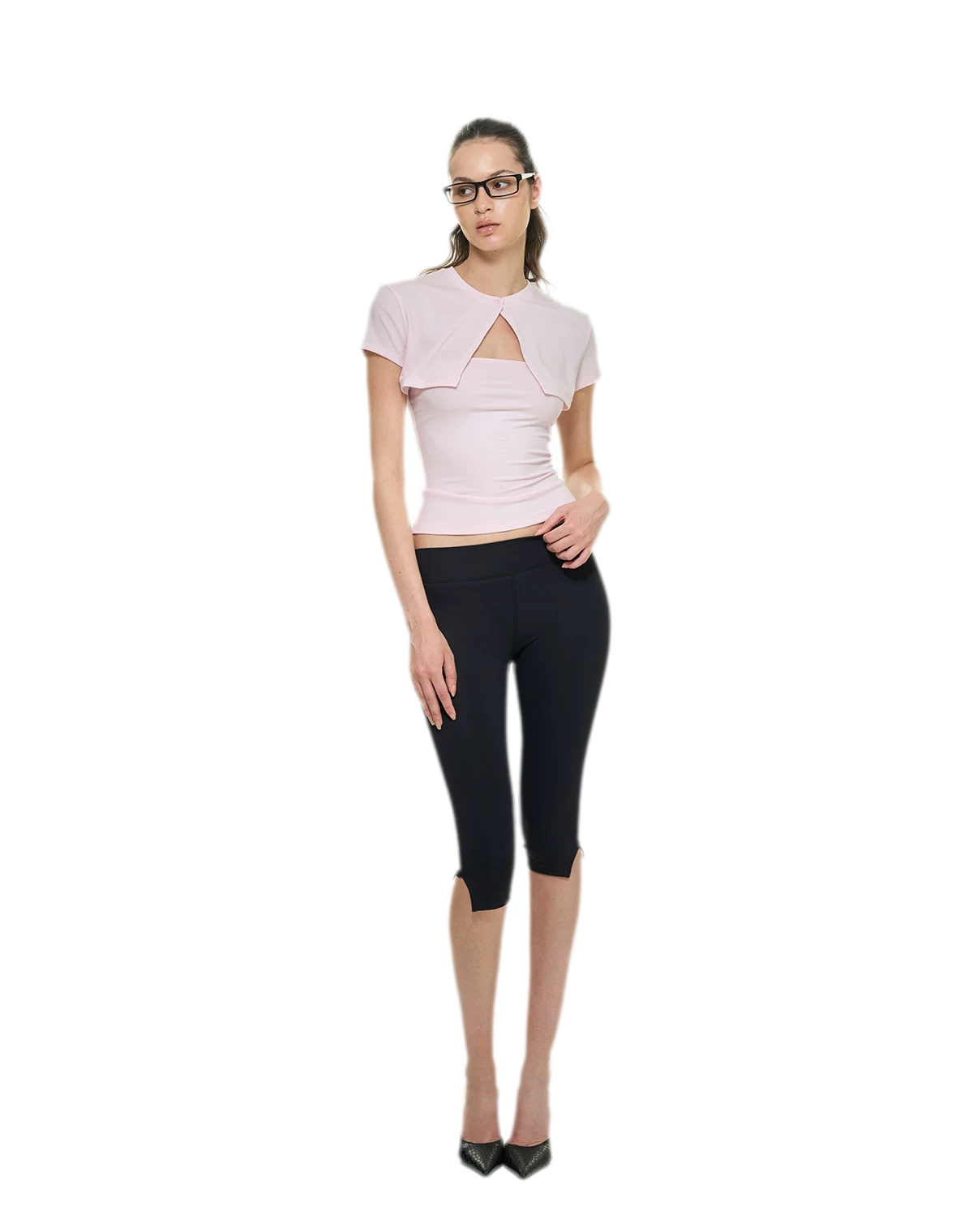 Bare-Feel Slit Capri Pants