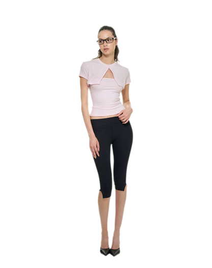 Bare-Feel Slit Capri Pants