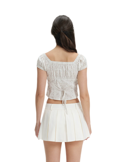 Cotton Floral Puff-Sleeve Top