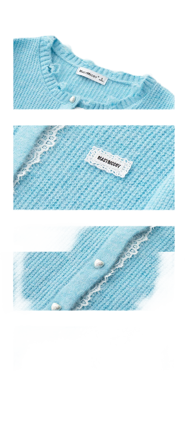 Lace Distressed Cropped Knit Sweater