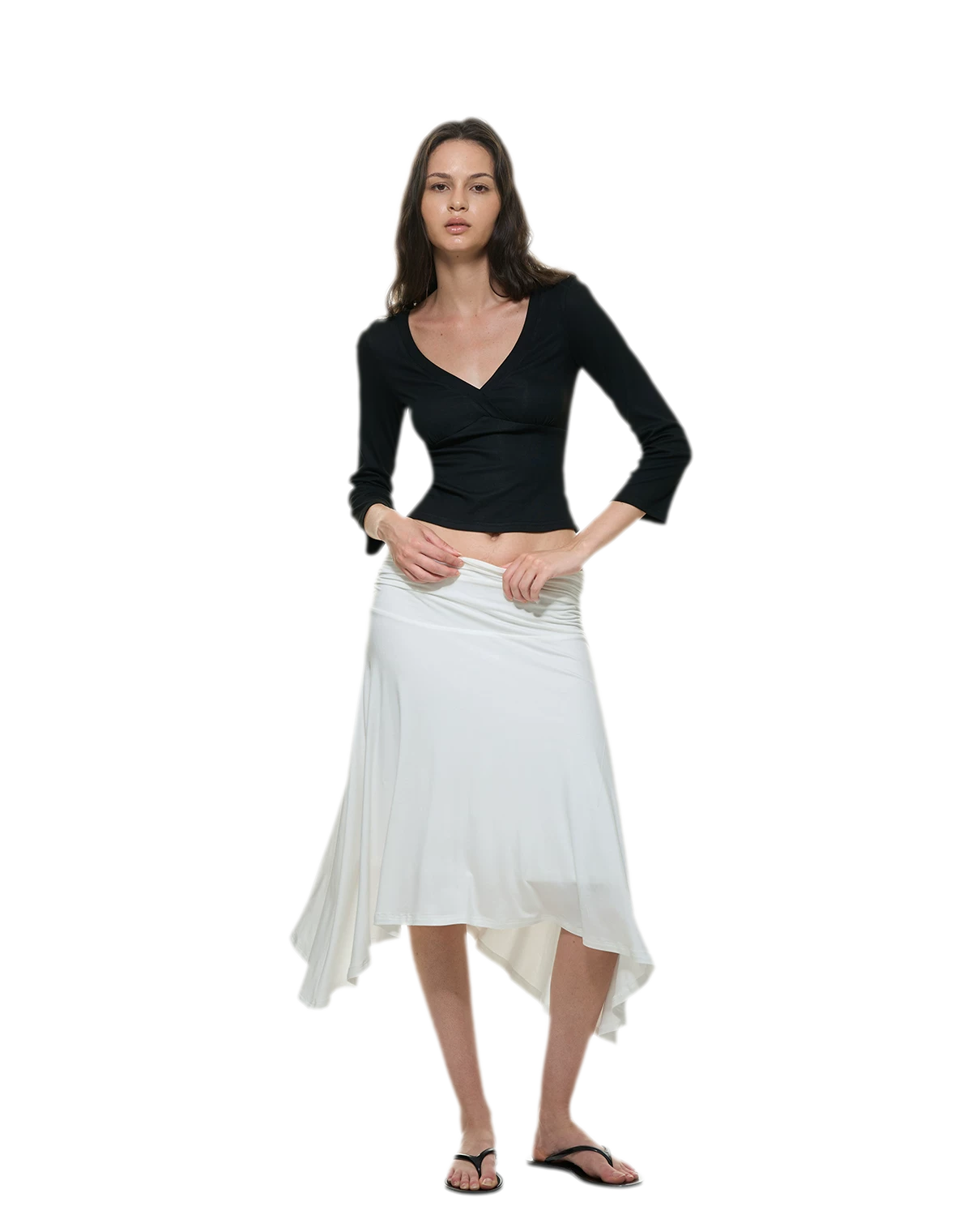 Crossfront Ribbed V-Neck Top