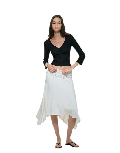 Crossfront Ribbed V-Neck Top