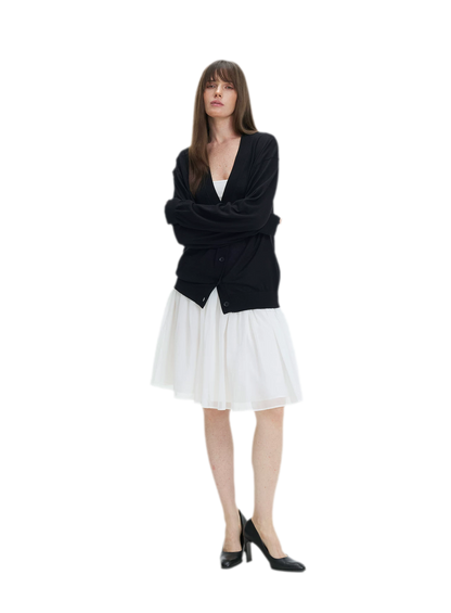 Pleated Chiffon Midi Skirt