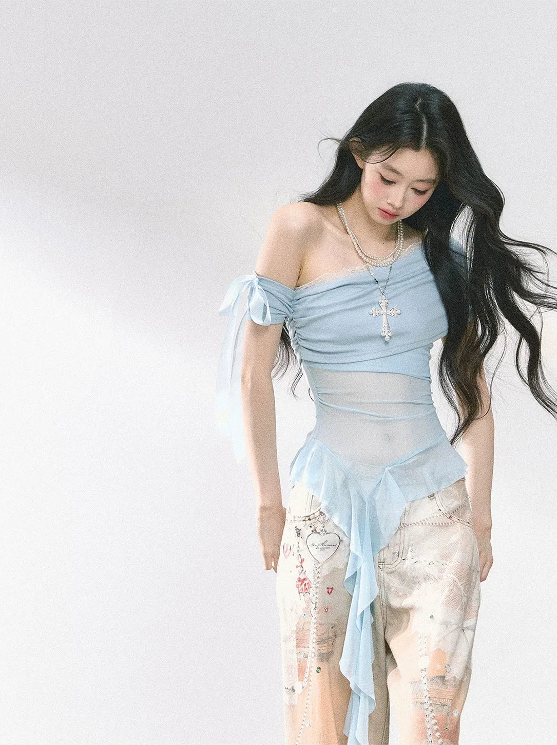 Sheer Off-Shoulder Tee