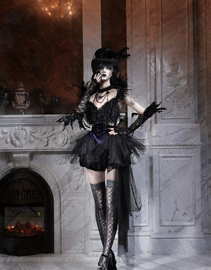 Feather Gothic Train Dress