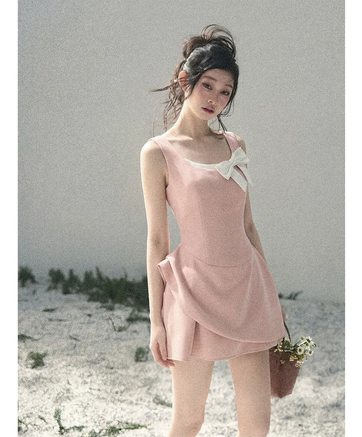Sleek Bowknot Mini Dress