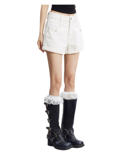 Embroidered Denim Shorts