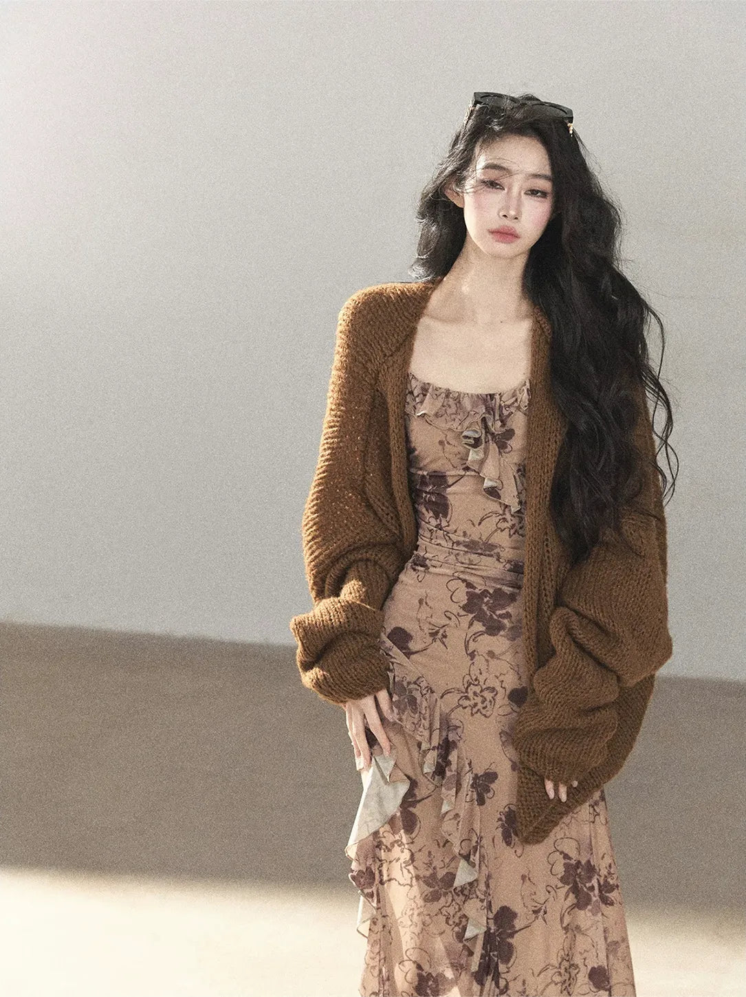 Cardigan aperto in maglia grossa