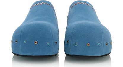 Rhinestone Platform Suede Mules