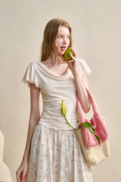 Airy V-Neck Ribbed T-Shirt