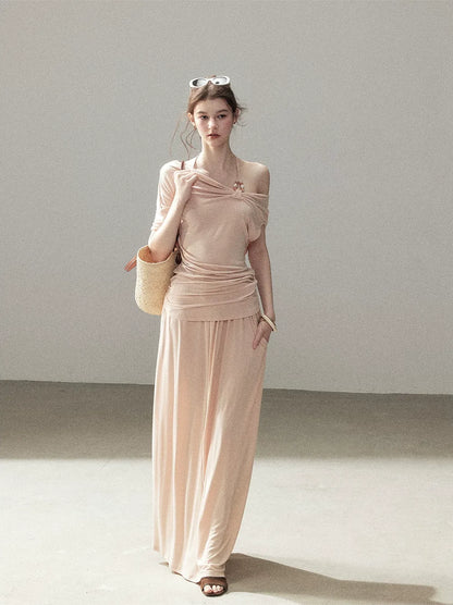 Knot Drape Midi Skirt Set