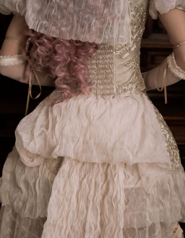 Embroidered Bustle Train Skirt