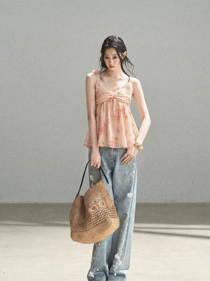 Rhinestone Wide-Leg Jeans