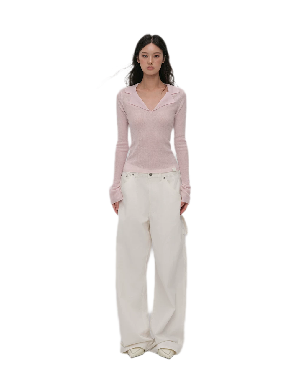 Enzyme-Washed Wide-Leg Utility Jeans