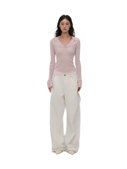 Enzyme-Washed Wide-Leg Utility Jeans