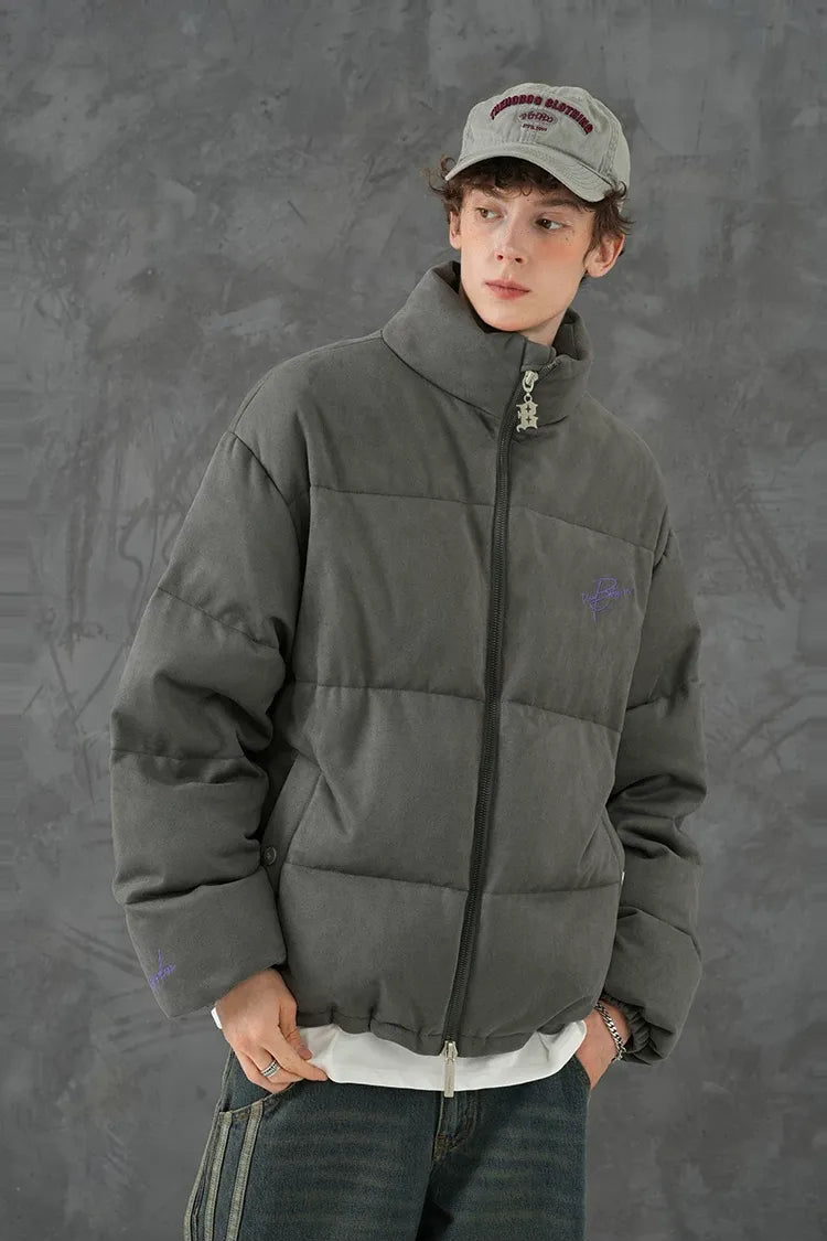Suede Oversized Down Puffer Jacket