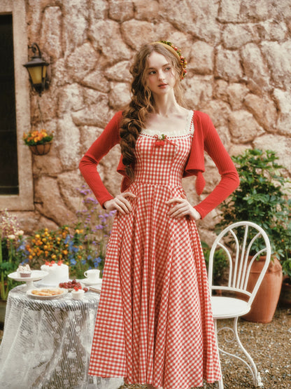 Gingham Lace Trim Dress