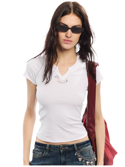 Summer V-neck Slim Fit T-shirt
