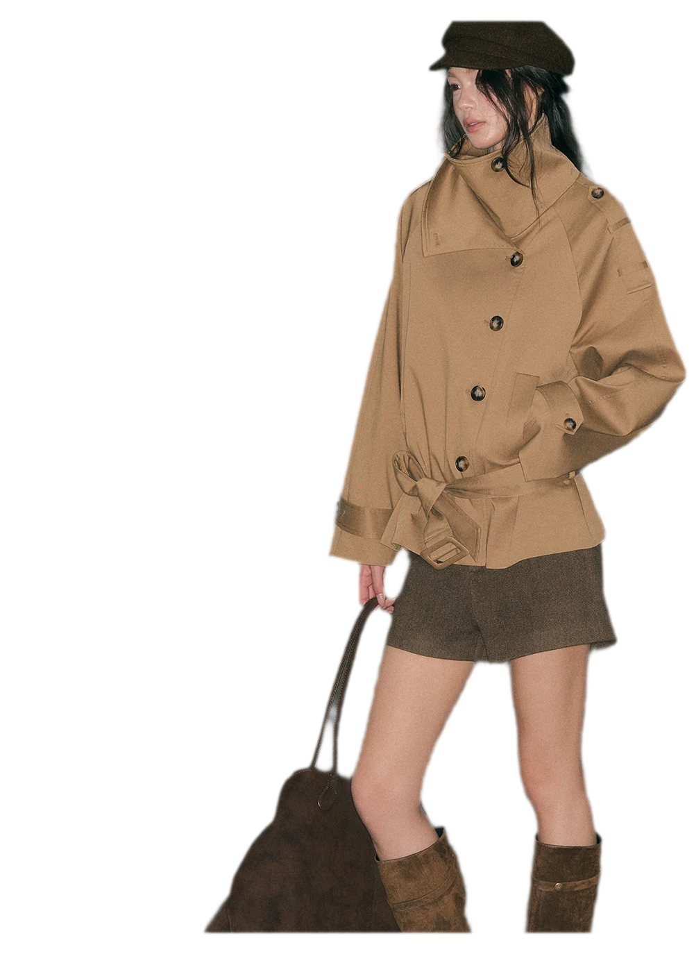 Trench coat in twill ad alta densità con cintura