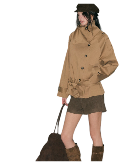 Trench coat in twill ad alta densità con cintura