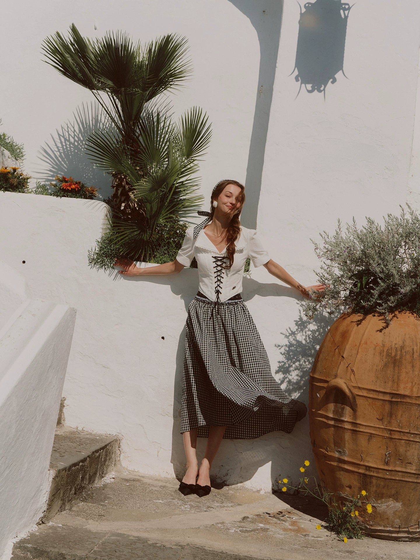 Jacquard Sailor Collar Skirt Set