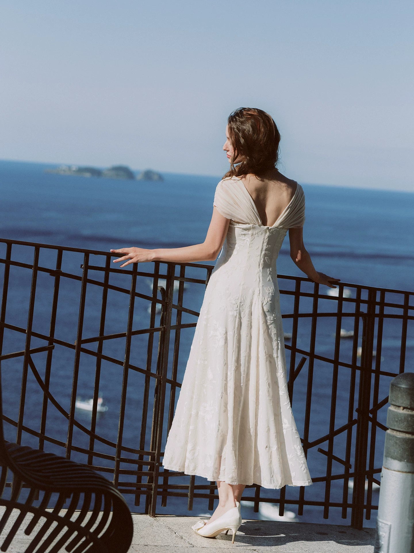 Floral Textured Ruched Maxi Dress