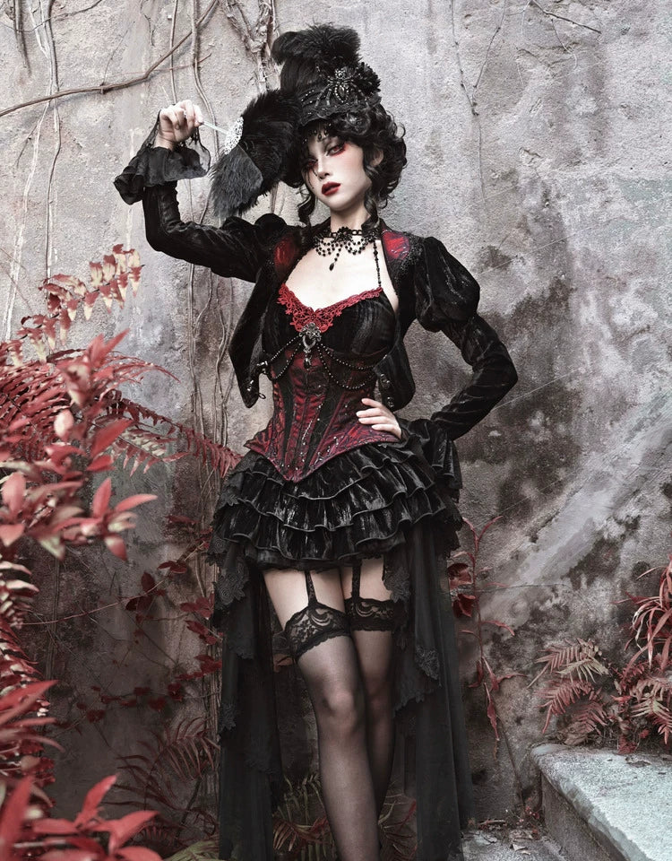 Beaded Velvet Gothic Corset Dress