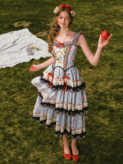 Printed Ruffle Tiered Dress