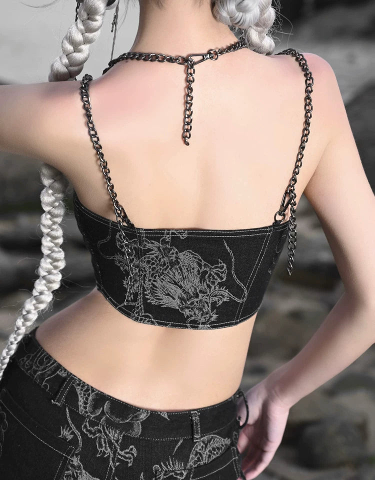 Distressed Dragon Motif Cami