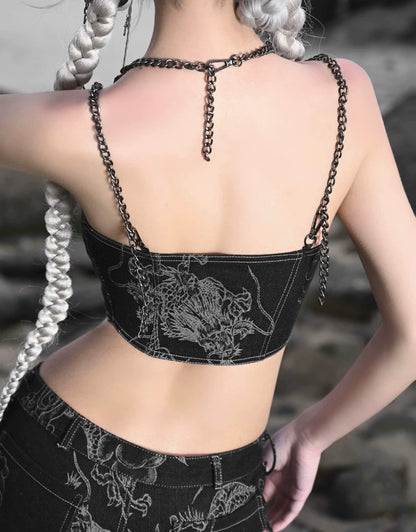 Distressed Dragon Motif Cami