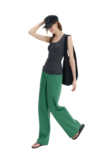 Ribbed Slim-Fit Henley Tank
