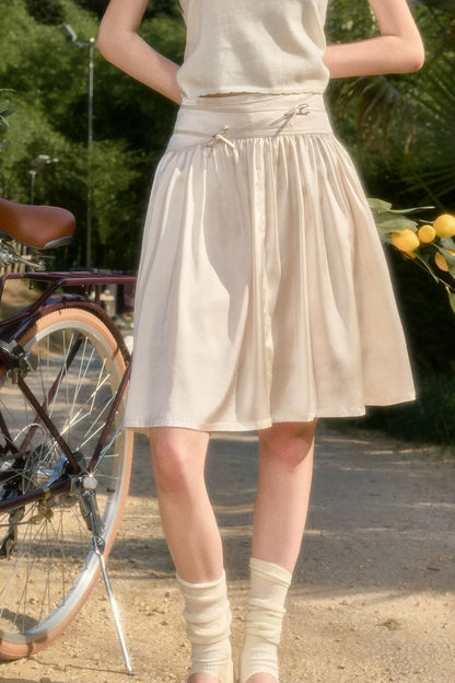 Satin Bow A-Line Skirt