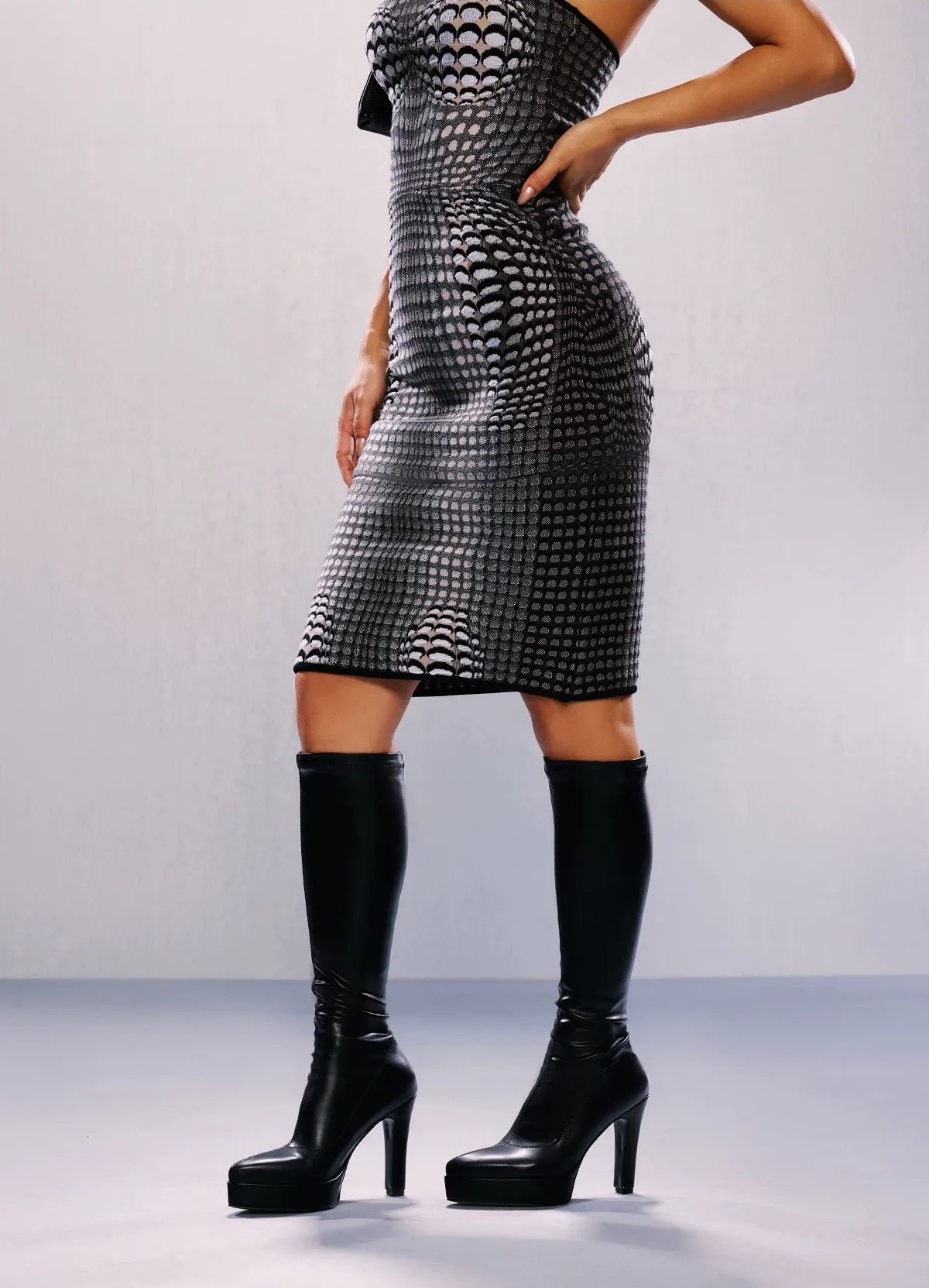 Pointed-Toe Stretch Tall Boots