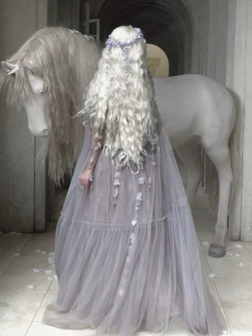 Handcrafted Floral Tulle Hooded Cape