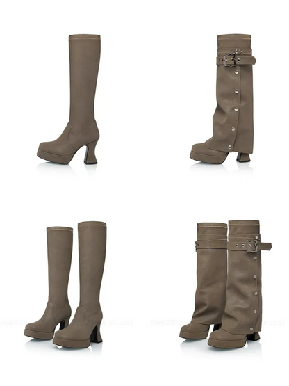 Lychee Textured Chunky Boots