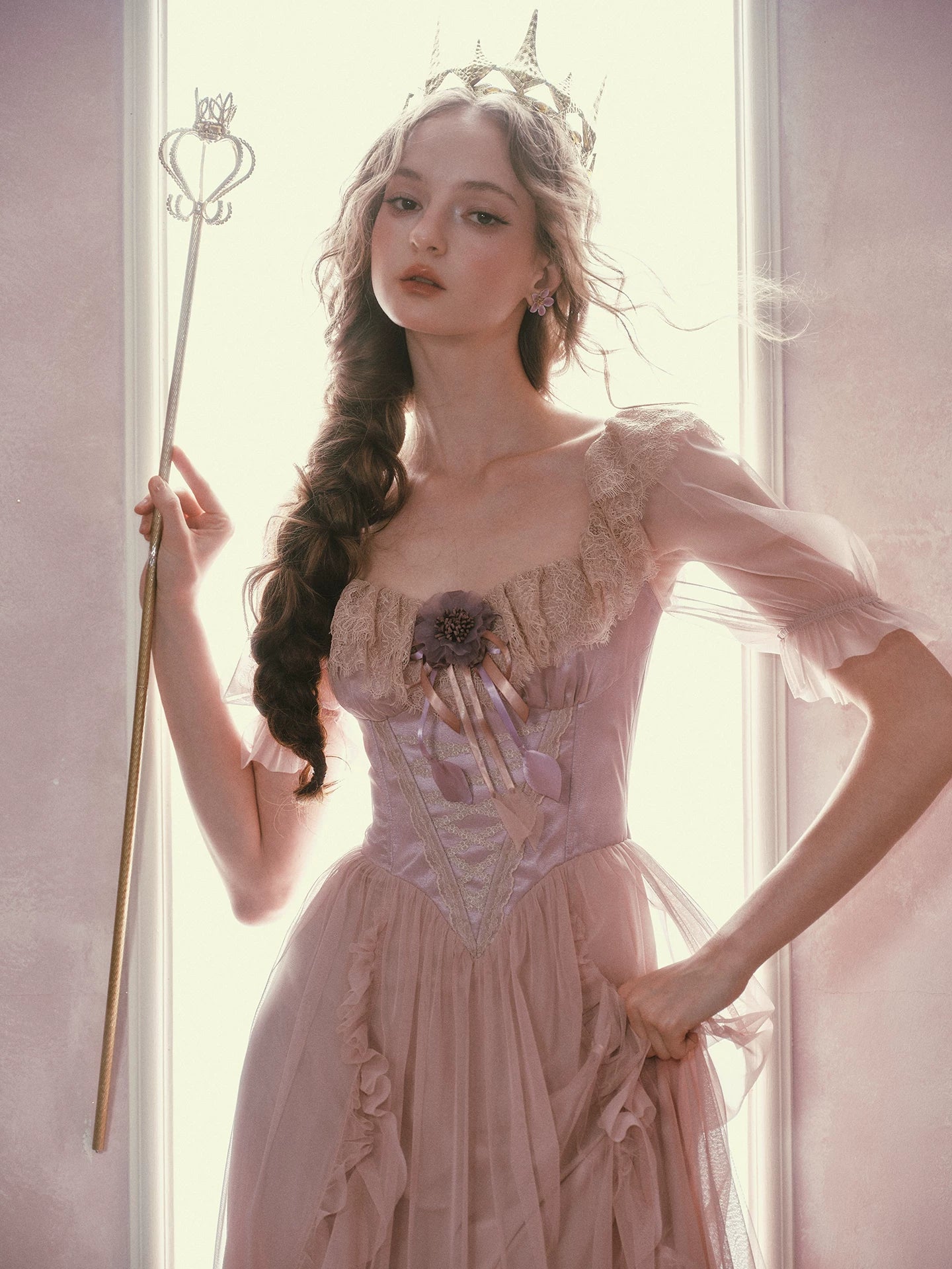 Violet Heliotrope Victorian Mesh Dress
