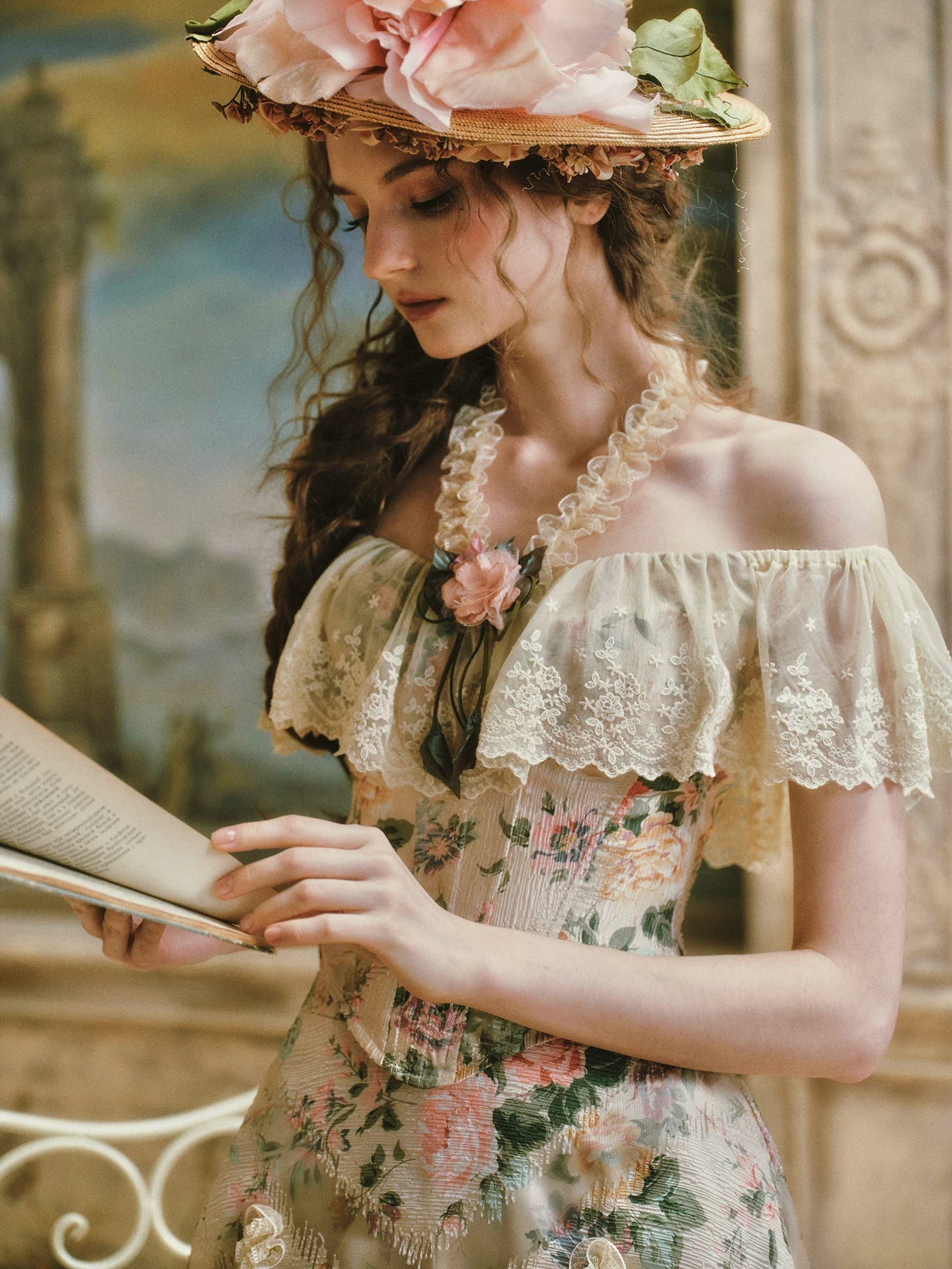 Floral Lace Off-Shoulder Set